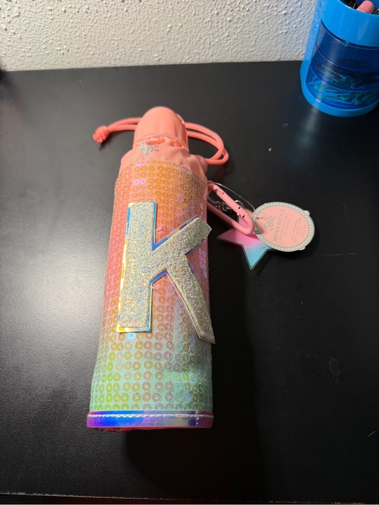 Justice Other - Justice Pink Rainbow Glitter 'K' Kids Water Bottle